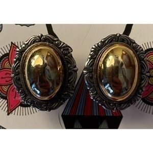 80’s Vintage Multi Color Silver Gold Tone Statement Earrings